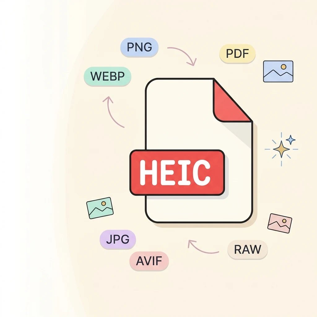 heic.now illustration — file format conversion concept